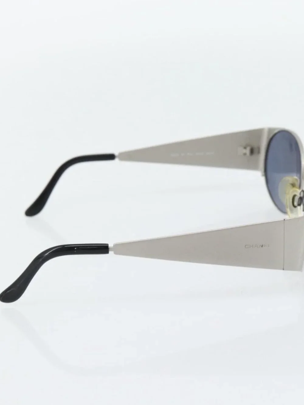 CHANEL Sunglasses metal Silver CC Auth 181482